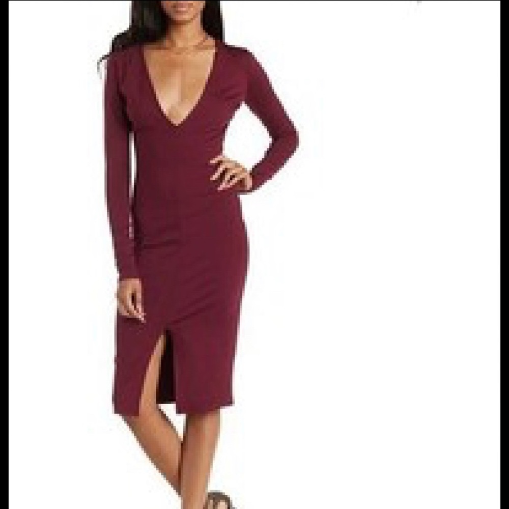 Burgundy midi dress